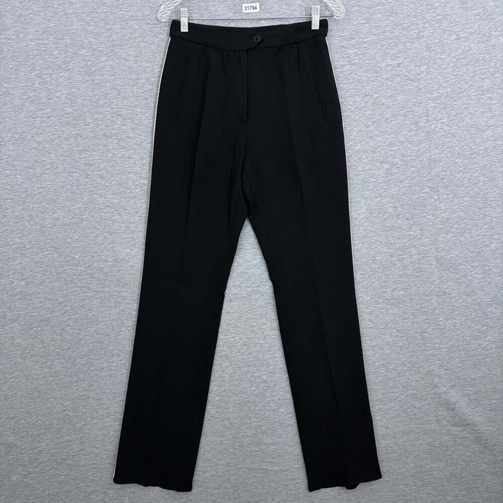 Dries Van Noten Womens 34 Black Viscose Wool Blend Trousers Dress Pants